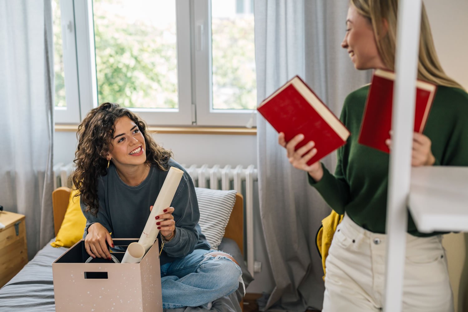 Female students in dorm room